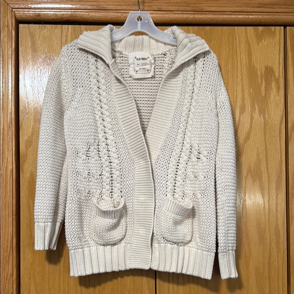 Old Navy Cream Cardigan with Cable Knit Design